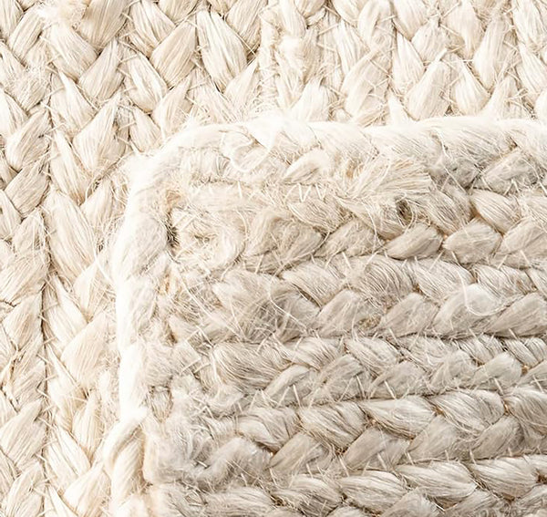 Ivory Off-White Natural Jute Hand-Woven Braided Area Rug