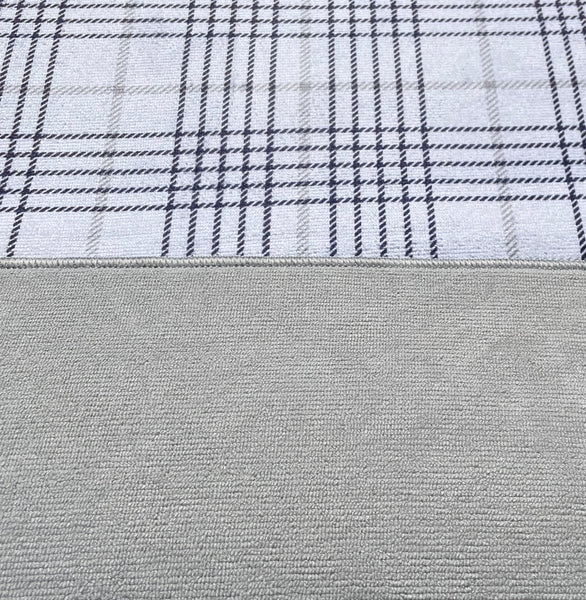 (Pack of 6) Reversible White Grey Plaid Large Soft Highly Absorbent Washable Dish Drying Mat - 20"x15"
