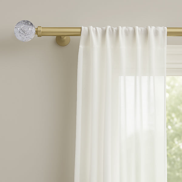 Clear Ball Bubbles Gold Modern Curtain Rod For Windows (66" - 120")