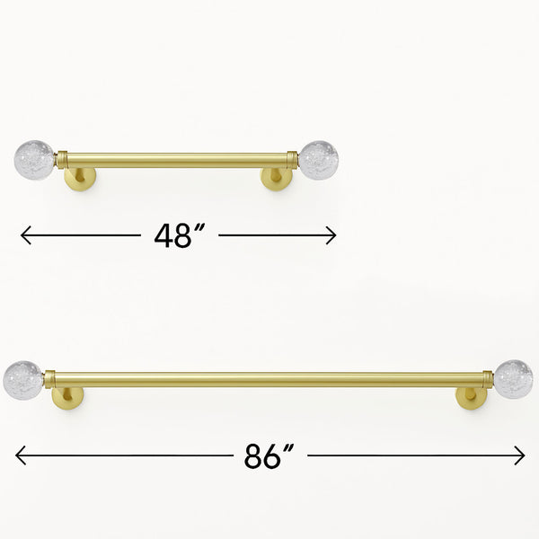 Clear Ball Bubbles Gold Modern Curtain Rod For Windows (48" - 86")