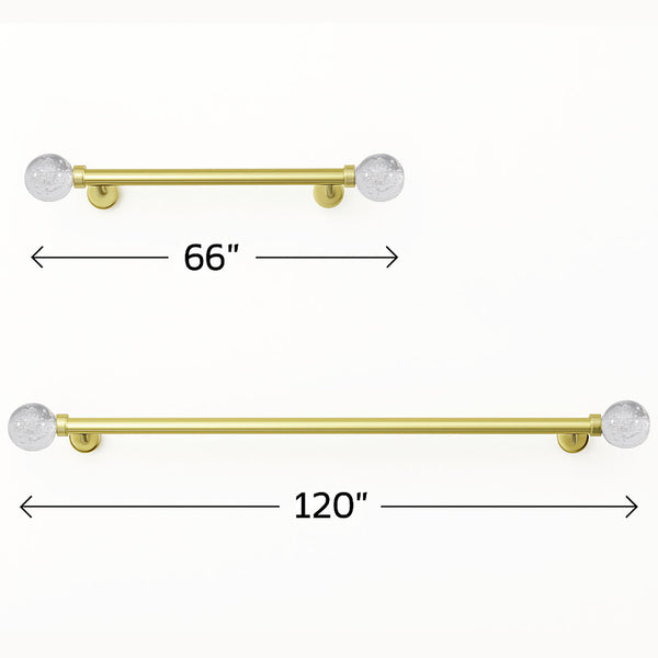 Clear Ball Bubbles Gold Modern Curtain Rod For Windows (66" - 120")