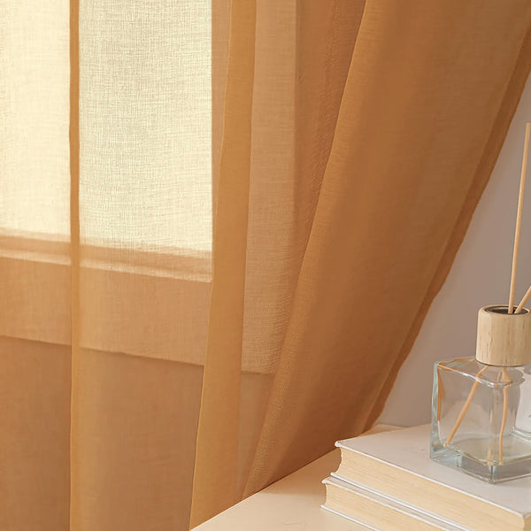 1 Piece Gold Sheer Rod Pocket Window Curtain Panel - 84" Inches Long