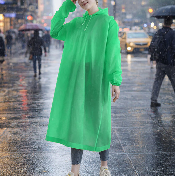 2 Piece Set Green PEVA Raincoat Poncho Foldable Reusable - 52" x 80"