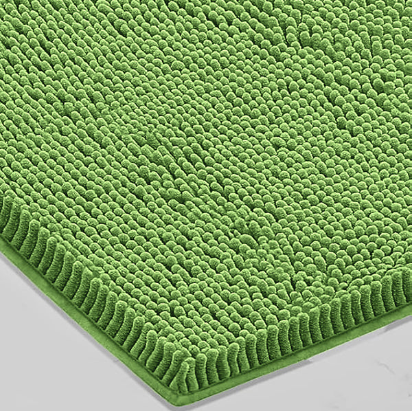 Extra Large 2 Piece Set Green Soft Cozy Plush Chenille Bath Mat Bathroom Rug