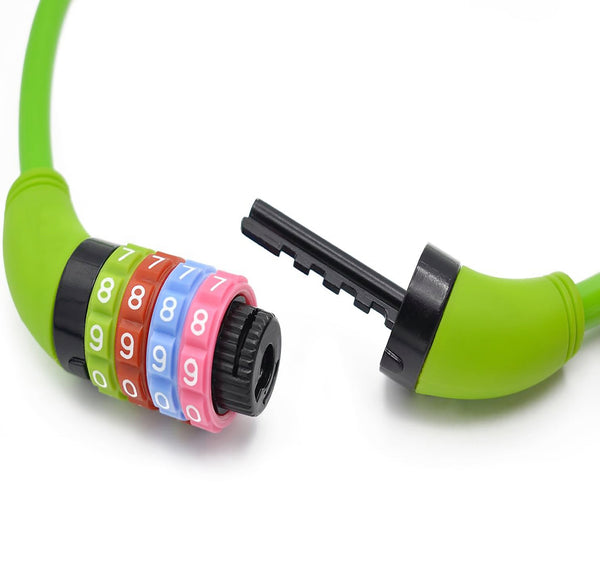 4-Digit Anti-Theft Green Extra Tough Steel Cable Combination Lock - 23.5" Long