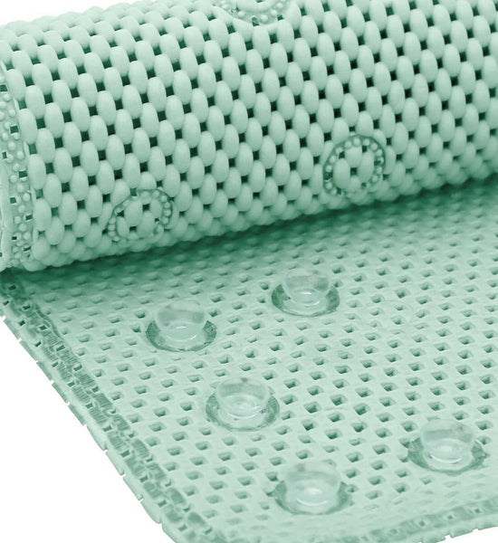 Mint Green Non‑Slip Soft Foam Quick-Dry Soft Bath Tub Mat with Strong Suction Cups - 36" x 17"