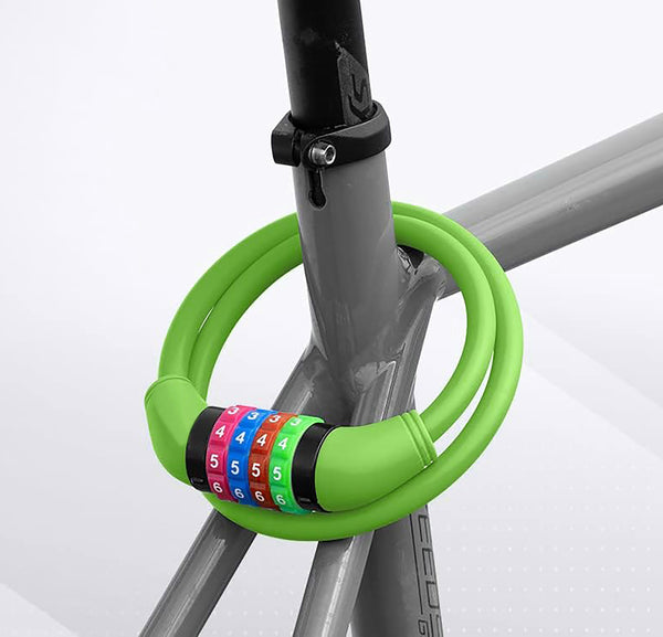 4-Digit Anti-Theft Green Extra Tough Steel Cable Combination Lock - 23.5" Long