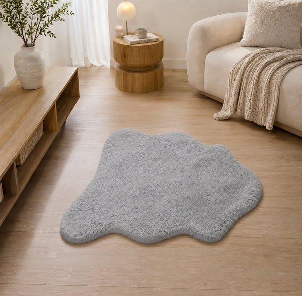 2x3 Feet Grey Faux Rabbit Fur Soft Plush Fuzzy Rug