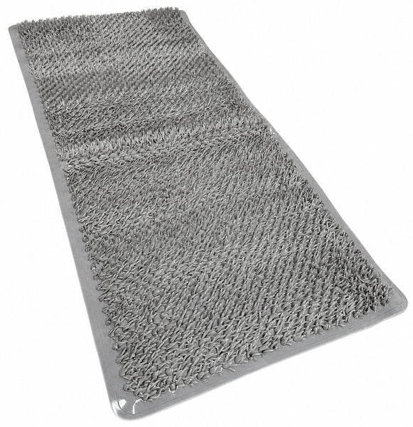 Grey Non-Slip Shower Tub Mat PVC Bathtub Safety Mat with Suction Cups & Soft Massage Loofah Surface  - 35"x16"