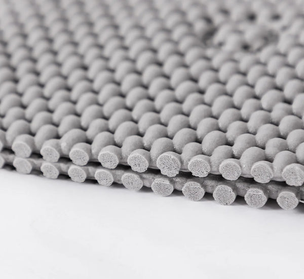 Extra Thick Long Grey Non-Slip Foam Bathtub Shower Mat With Suction Cups Fast Drying - 36" x 17"
