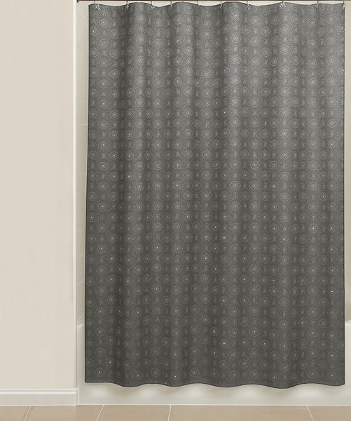 Grey Circles Geometric Glam luxury Vinyl Shower Curtain With 12 Plastic Curtain Hooks - 71" x 71"