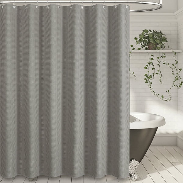 70" x 72" - Grey Fabric Textured Glam luxury Shower Curtain