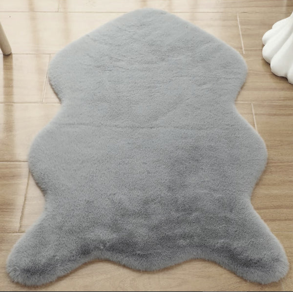 2x3 Feet Grey Faux Rabbit Fur Soft Plush Fuzzy Rug