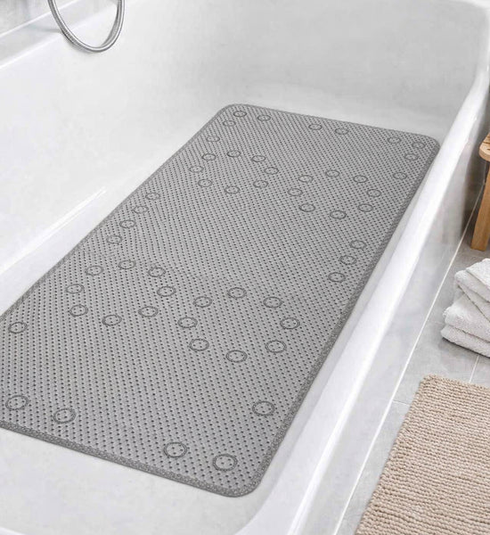 Super Thick Grey Non‑Slip Soft Foam Quick-Dry Soft Bath Tub Mat with Strong Suction Cups - 36" x 17"