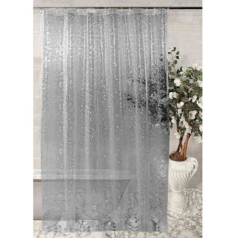 Grey Transparent Stone Pebble PEVA Shower Curtain Liner Waterproof