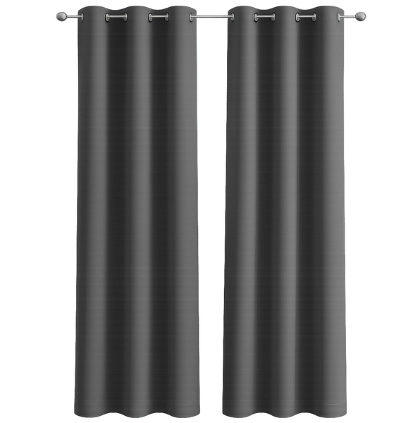 2 Piece Solid Dark Grey Blackout Grommet Curtain Panel Set - 84" Long