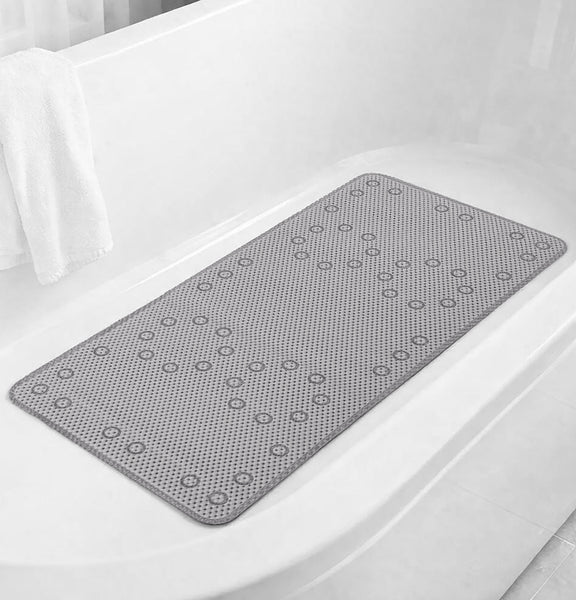 Grey Non‑Slip Soft Foam Quick-Dry Soft Bath Tub Mat with Strong Suction Cups - 36" x 17"