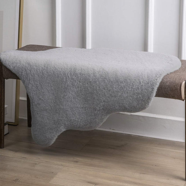2x3 Feet Grey Faux Rabbit Fur Soft Plush Fuzzy Rug