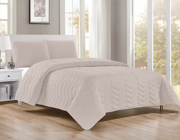 Grey 3 Piece Modern Geometric Solid Soft Plush Cozy Bedspread Quilt Set