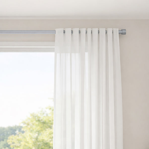 Grey Adjustable Spring Tension Curtain Rod Heavy Duty Anti-slip 42-72" Inches