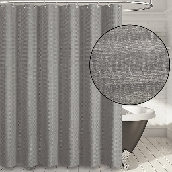 70" x 72" - Grey Fabric Textured Glam luxury Shower Curtain