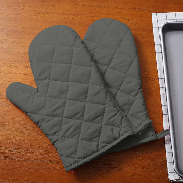 Grey Heat Resistant Thick Soft Quilted Lining Kitchen Oven Glove Mitts
