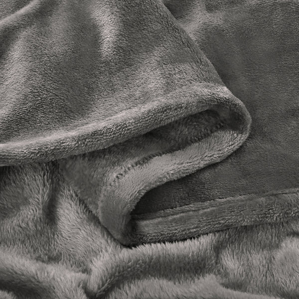 Grey Super Soft Warm Flannel Fleece Plush Microfiber Bed Throw Blanket