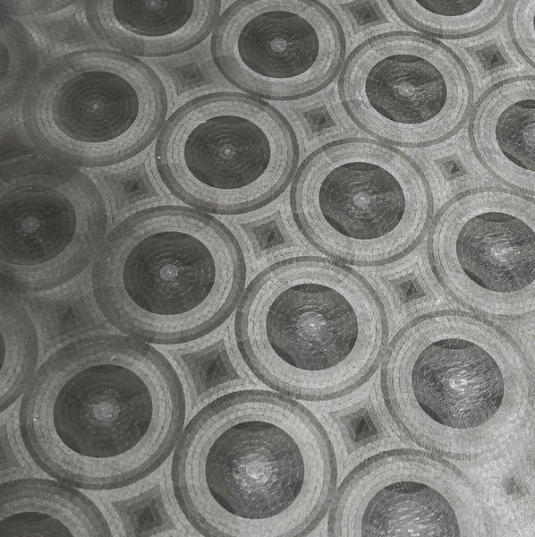 Grey Circles Geometric Glam luxury Vinyl Shower Curtain With 12 Plastic Curtain Hooks - 71" x 71"