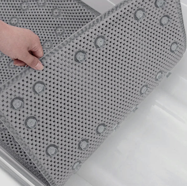 Super Thick Grey Non‑Slip Soft Foam Quick-Dry Soft Bath Tub Mat with Strong Suction Cups - 36" x 17"