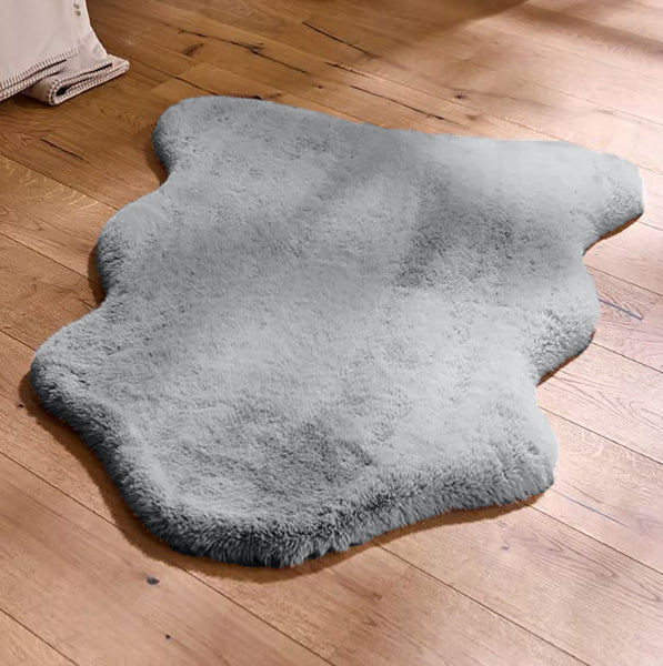 2x3 Feet Grey Faux Rabbit Fur Soft Plush Fuzzy Rug