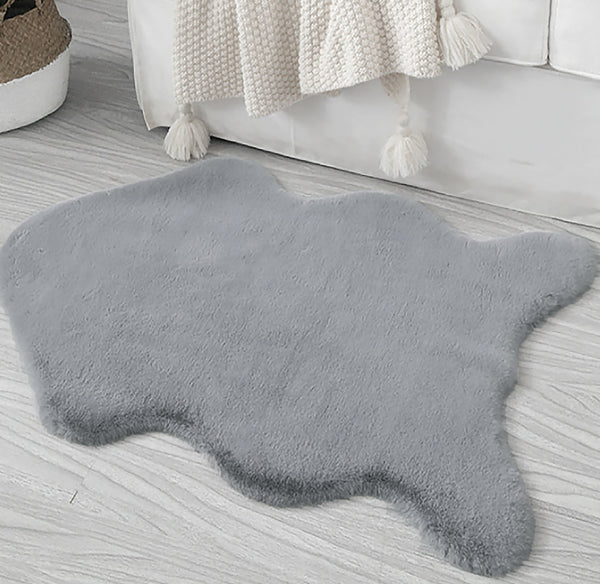 2x3 Feet Grey Faux Rabbit Fur Soft Plush Fuzzy Rug