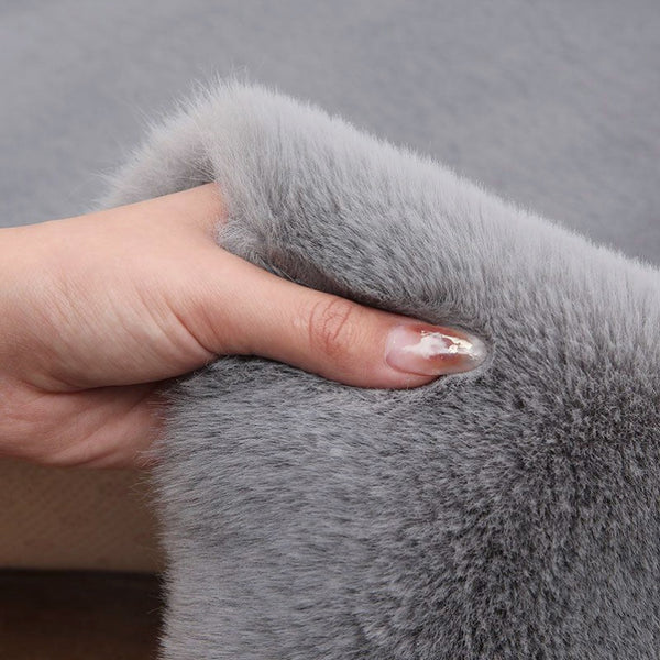 2x3 Feet Grey Faux Rabbit Fur Soft Plush Fuzzy Rug
