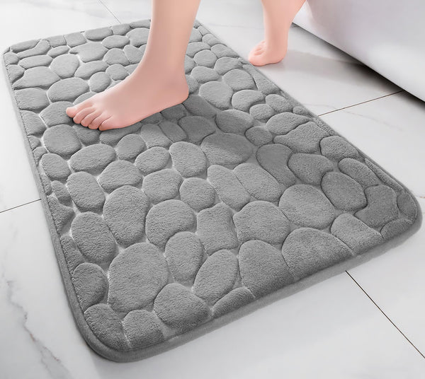 3 Piece Grey Ultra Soft Thick Memory Foam Non-Slip Absorbent Bathroom Bath Mat Set