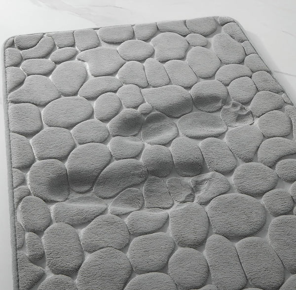 3 Piece Grey Ultra Soft Thick Memory Foam Non-Slip Absorbent Bathroom Bath Mat Set
