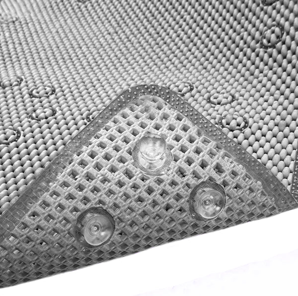 Grey Non‑Slip Soft Foam Quick-Dry Soft Bath Tub Mat with Strong Suction Cups - 36" x 17"