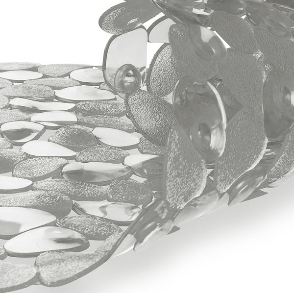 Grey Stone Pebbles Vinyl Non-Slip Bathtub Shower Mat With Suction Cups -26" x14"