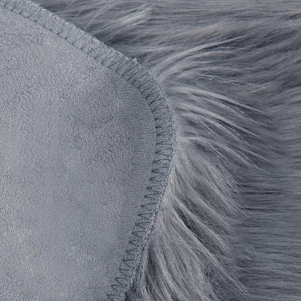 3x3 Feet Round Grey Faux Fur Sheepskin Soft Plush Fuzzy Rug