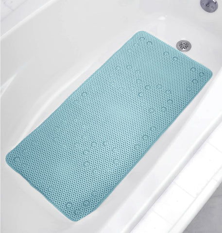 Gulf Blue Non-Slip Foam Bathtub Shower Mat With Suction Cups