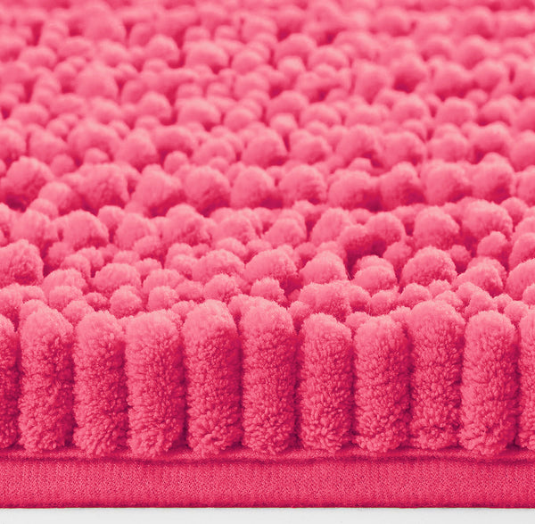 Extra Large 2 Piece Set Hot Pink Soft Cozy Plush Chenille Bath Mat Bathroom Rug