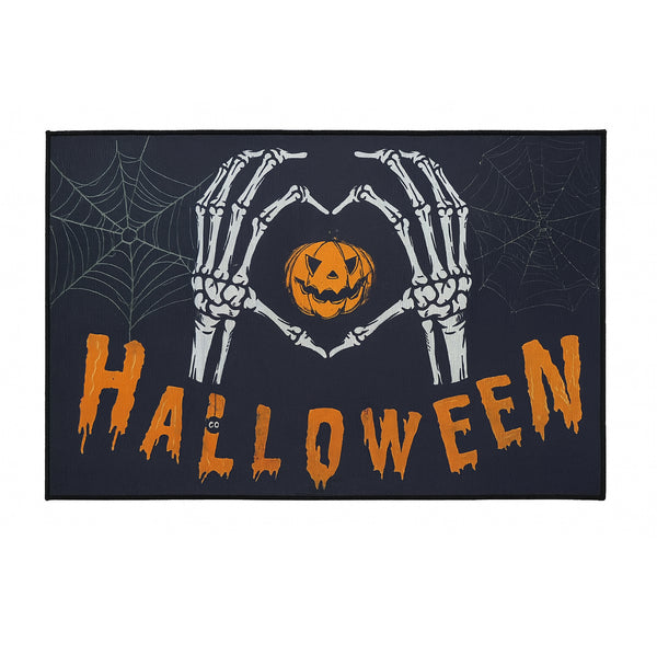 31" x 19" - Halloween Orange Black Non-Slip Washable Low Pile Kitchen Mat Entrance Door Mat