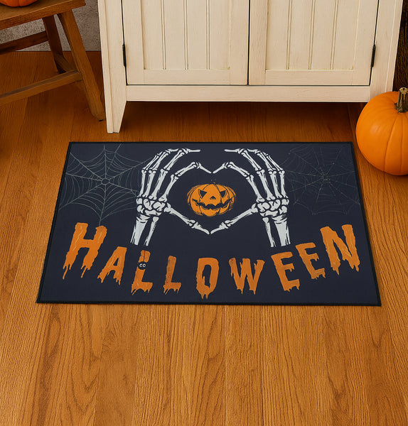 31" x 19" - Halloween Orange Black Non-Slip Washable Low Pile Kitchen Mat Entrance Door Mat