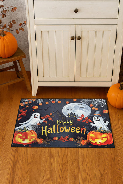 31" x 19" - Halloween Ghosts Orange Black Non-Slip Washable Low Pile Kitchen Mat Entrance Door Mat