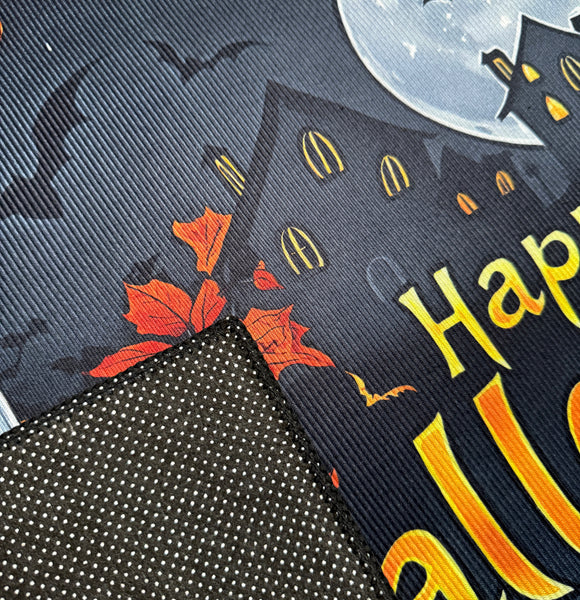 31" x 19" - Halloween Ghosts Orange Black Non-Slip Washable Low Pile Kitchen Mat Entrance Door Mat