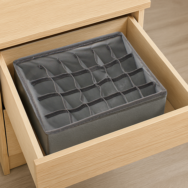 Grey Foldable Drawer Dresser Organizer Storage Bin - 12"x12"x4"