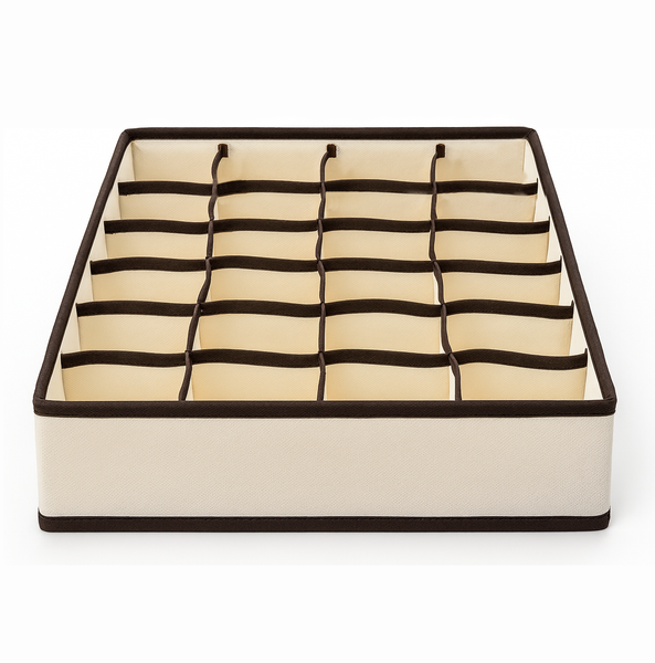 Beige Foldable Drawer Dresser Organizer Storage Bin - 12"x12"x4"