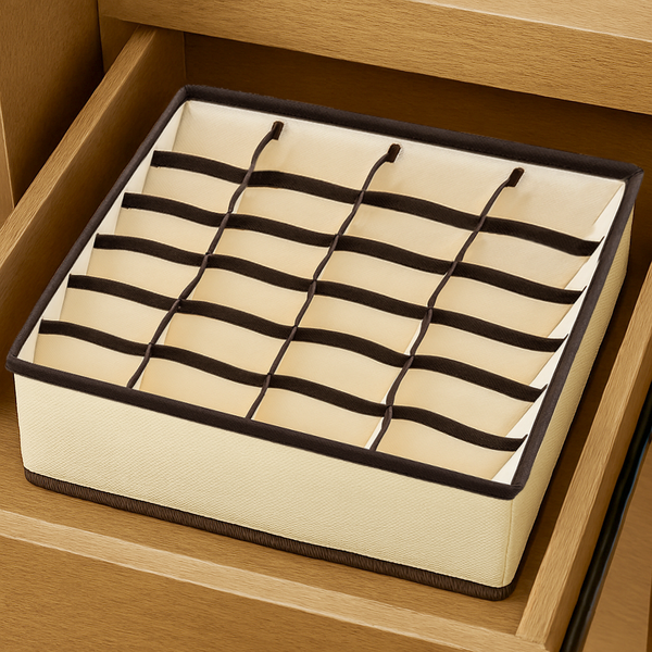 Beige Foldable Drawer Dresser Organizer Storage Bin - 12"x12"x4"