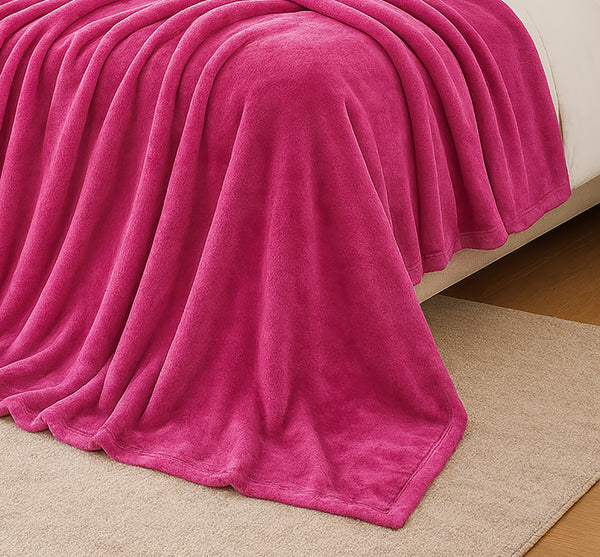 Hot Pink Super Soft Warm Flannel Fleece Plush Microfiber Bed Throw Blanket