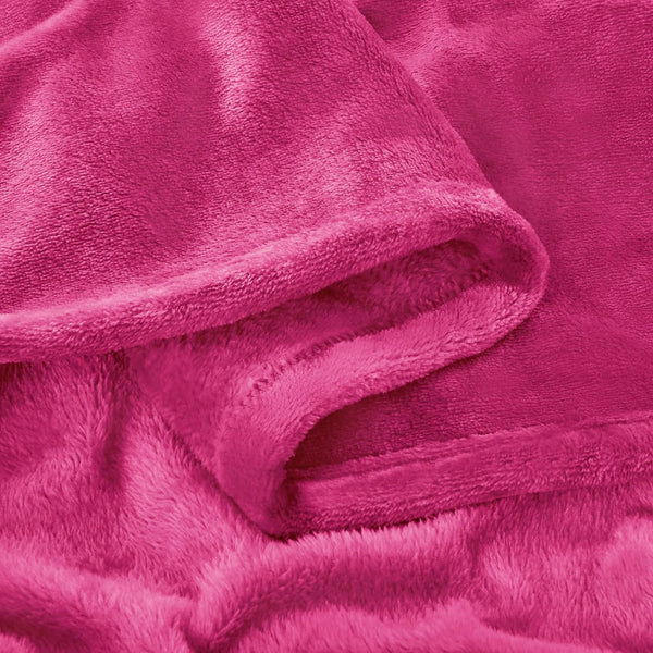 Hot Pink Super Soft Warm Flannel Fleece Plush Microfiber Bed Throw Blanket