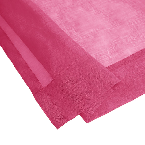 84" Inches Long - Hot Pink Sheer Window Rod Pocket Curtain Set (2 Panels)