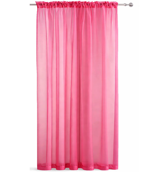 1 Piece Hot Pink Sheer Rod Pocket Window Curtain Panel - 90" Inches Long